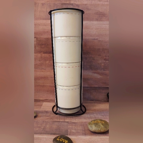 SALE! NWT Boho Evil Eye Set Stackable Coffee Mugs/Tea Cups Metal Organizer Stand - Picture 6 of 16